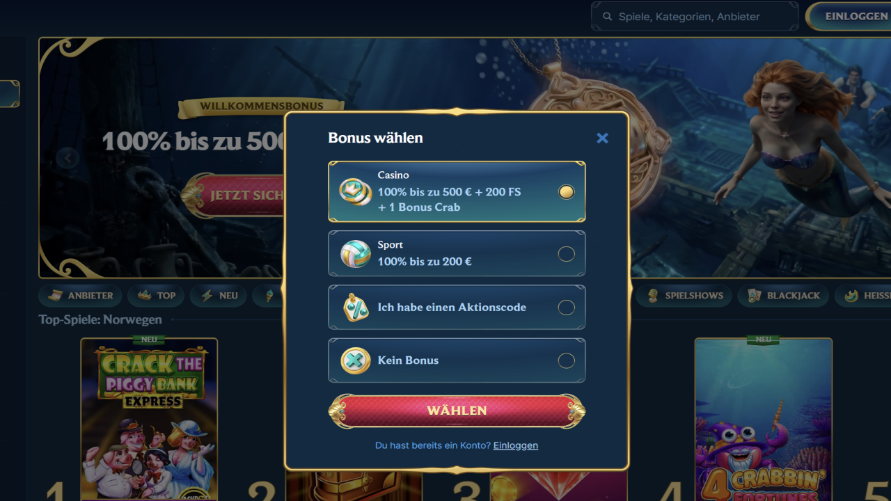 Aquaspins Casino Registration