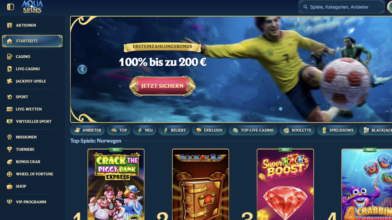 Aquaspins casino website